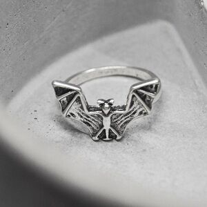 Silver Gothic Bat Ring